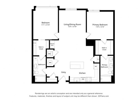 2Bed -2 bath  C12 Floor Plan at Arrowwood Apartments, North Bethesda, MD